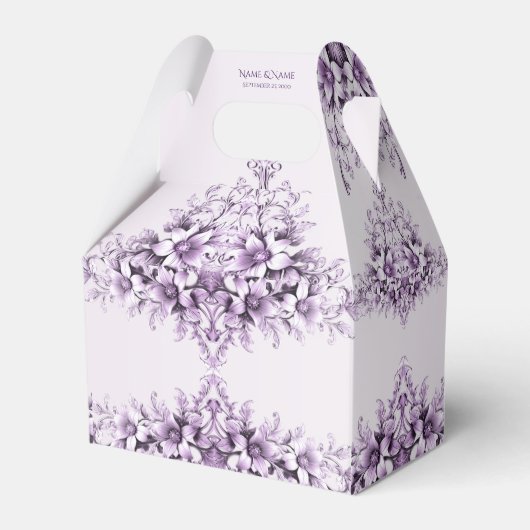 Ballotins Stylish Purple Flowers Favor Box (Verso)