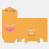 Ballotins Sunset Heart Orange Blanc Mariage Faveur Box (Déplié)
