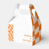 Super Retro Orange Abstrait Check Mariage personna