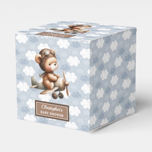 Ballotins Sweddy ours pilote garçon douche ballotin bleu (Verso)