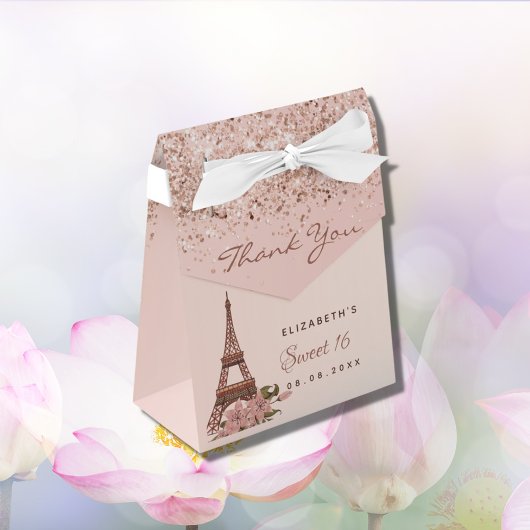 Ballotins Sweet 16 or rose Paris merci