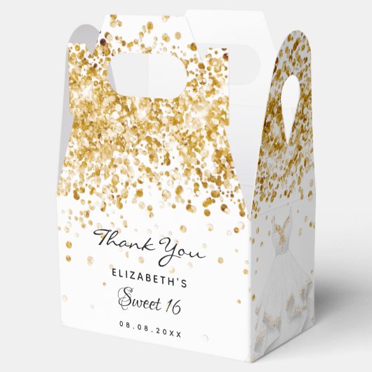 Ballotins Sweet 16 robe de parties scintillant or blanc merc (Ouvert)