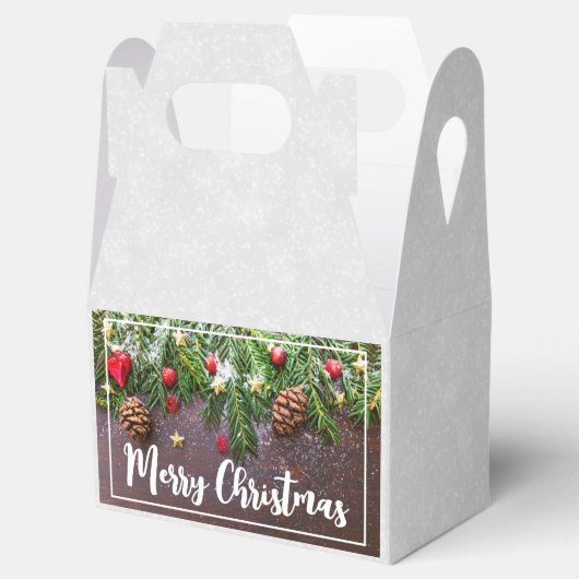 Ballotins Table de Noël rustique avec pin et neige (Ouvert)