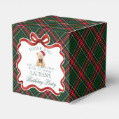 Ballotins Tartan Plaid Christmas Bear Birthday Favor Box (Arrière)