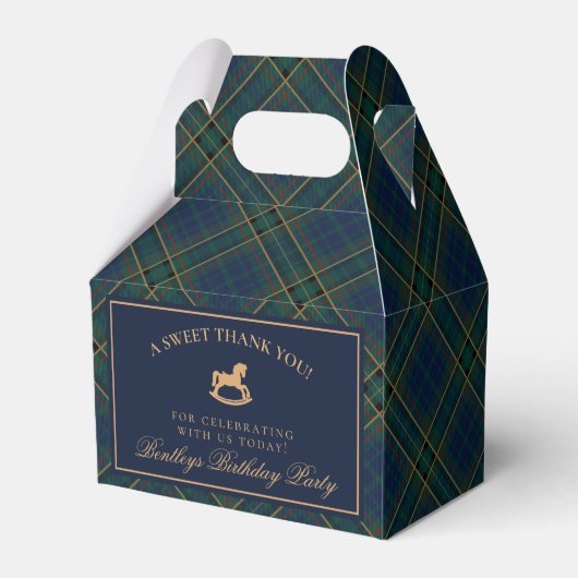 Ballotins Tartan Plaid Rocking Horse Birthday Favor Box (Arrière)