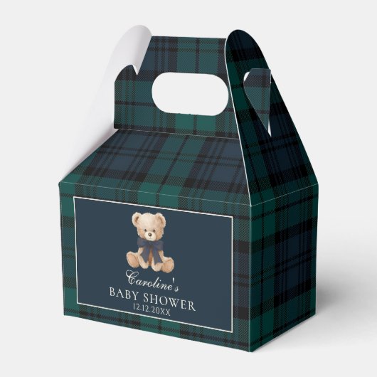 Ballotins Tartan Plaid Teddy Bear Baby Shower Favor Boxes (Verso)