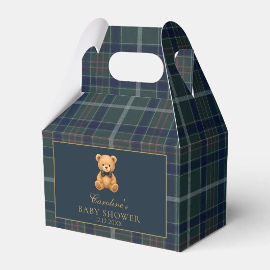 Ballotins Tartan Plaid Teddy Bear Baby Shower Favor Boxes (Verso)