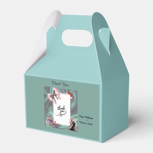 Ballotins Teal & Blush Wedding Favor Box (Verso)