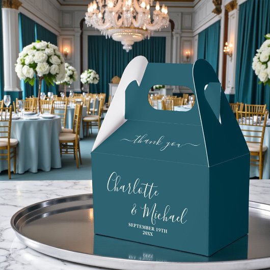 Ballotins Teal Script Minimalist Wedding Thank You