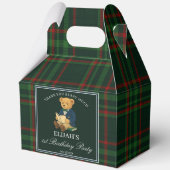 Ballotins Teddy bear party favors green plaid personalized (Recto)