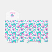 Ballotins Teddy ours visages et fleurs merci boîte cadeau (Déplié)