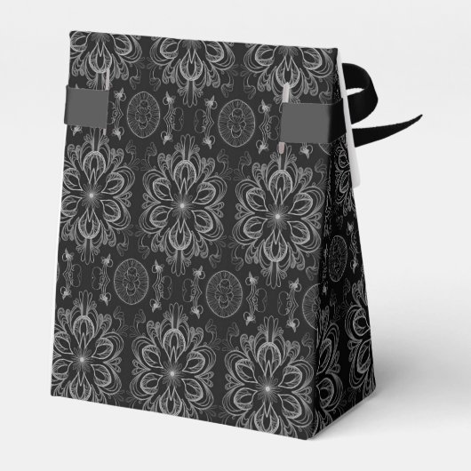 Ballotins Tente Abstraite Florale Noire Et Argent (Arrière)