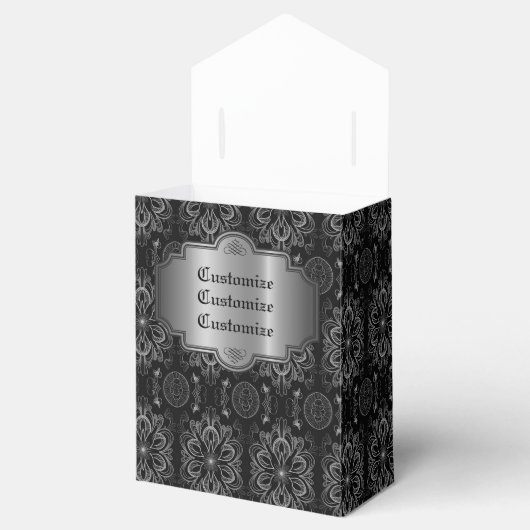 Ballotins Tente Abstraite Florale Noire Et Argent (Ouvert)