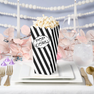 Ballotins Texte personnalisé Popcorn rayé noir et blanc mode