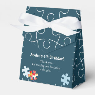 Ballotins Thème de puzzle amusant 4e anniversaire bleu Merci