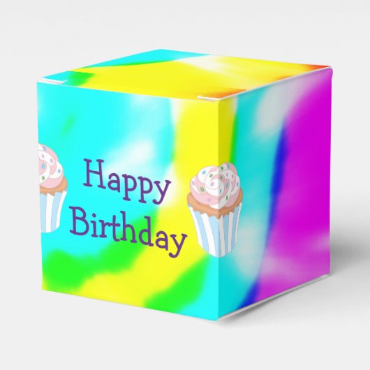Ballotins Tie Dye Happy Birthday Cupcake Box (Verso)