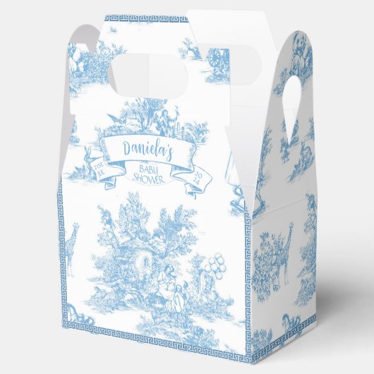 Ballotins Toile bleue et blanche de Jouy Baby shower (Ouvert)