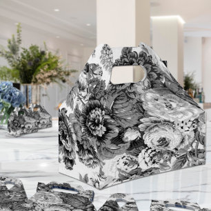 Ballotins Toile florale en gris noir et blanc n° 3