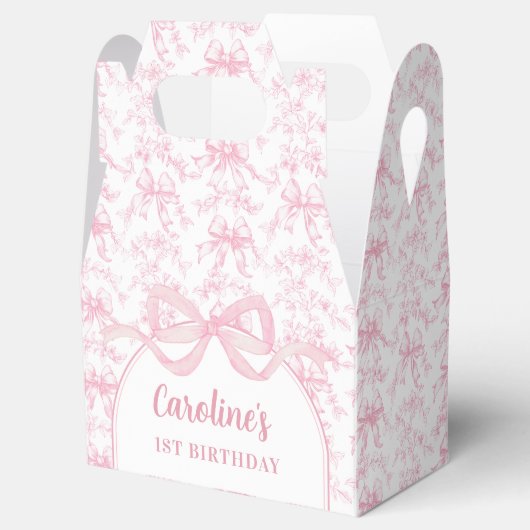 Ballotins Toile rose Bow Ballotin d'anniversaire (Ouvert)