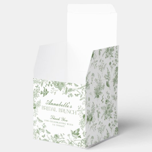 Ballotins Toile Verte De Jouy Floral Ballotin de Brunch nupt (Ouvert)