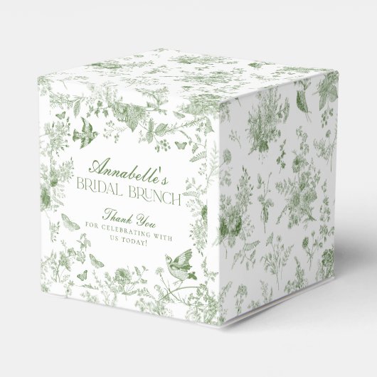Ballotins Toile Verte De Jouy Floral Ballotin de Brunch nupt (Arrière)