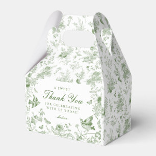 Ballotins Toile Verte De Jouy Floral Dessert Ballotin