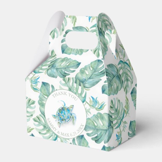 Ballotins Tortue de mer feuilles tropicales aquarelle  (Verso)