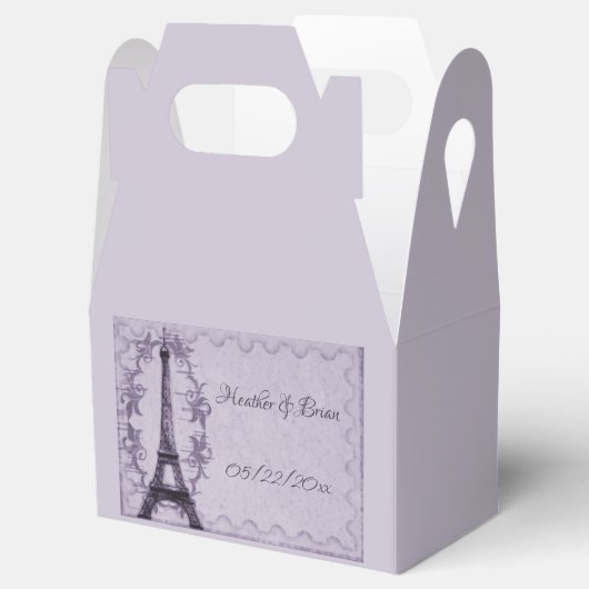 Ballotins Tour Eiffel violet Boîte de Faveur Mariage (Ouvert)