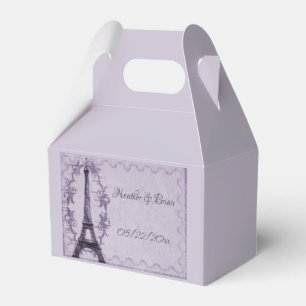 Ballotins Tour Eiffel violet Boîte de Faveur Mariage