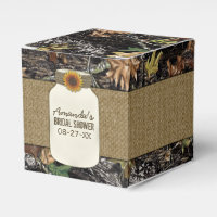 Tournesol Burlap Chasse Camo Mariage Favor Boxes