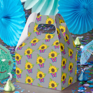 Ballotins Tournesol jaune et papillon bleu rose