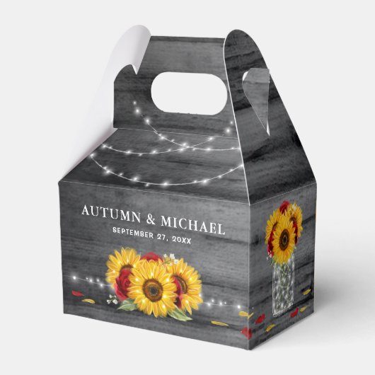 Ballotins Tournesol rustique Rouge Rose Merci Mariage (Arrière)