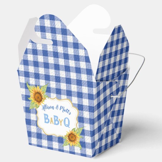 Ballotins Tournesols de campagne à carreaux bleus Gingham Ba (Ouvert)