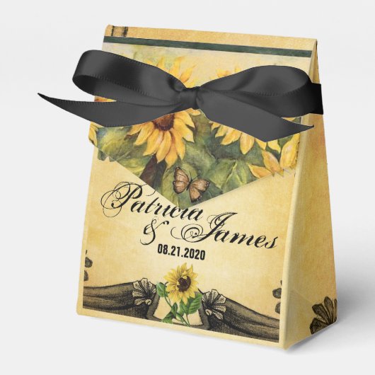 Ballotins Tournesols d'or Mariage Favor Boxes (Verso)