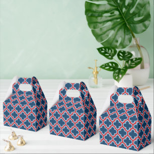 Ballotins Trellis marocain bleu et rouge, treillis, Quatrefo