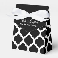 Trellis noir et blanc motif merci boîte cadeau
