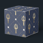 Ballotins Trident bleu et or de la marine vintage<br><div class="desc">Ballotins avec un trident vintage doré agrémenté d'un motif en treillis de perle bleu et or.</div>