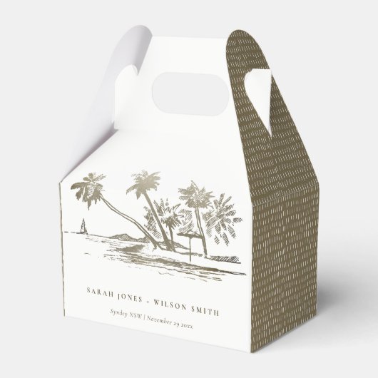 Ballotins Tropical Beach Palm Tree croquis Pale Gold Mariage (Verso)