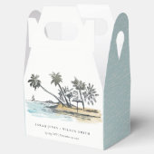 Ballotins Tropical Beach Palm Tree Sketch Mariage d'aquarell (Ouvert)