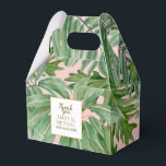 Ballotins Tropical Palm Leaf Pink Green Gold Personnalisé<br><div class="desc">Ressentez la chaleur avec cette aquarelle feuille de palmier tropicale avec un arrière - plan rose pâle et une typographie dorée.</div>