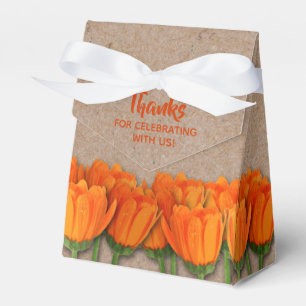 Ballotins Tulipe orange sur boîte à friandises style tente e