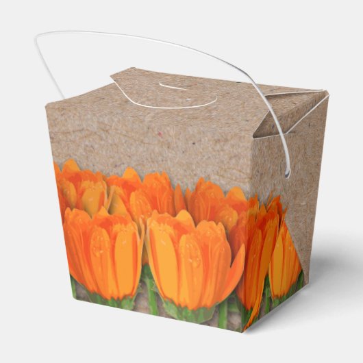 Ballotins Tulipes orange sur Boîtes de faveur de style de pl (Arrière)