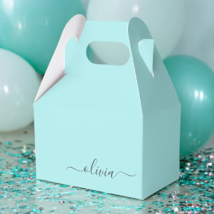 Ballotins Turquoise Aqua Blue Modern Script Girl Monogramme