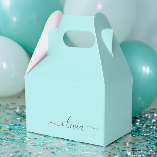 Ballotins Turquoise Aqua Blue Modern Script Girl Monogramme