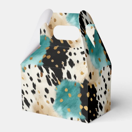 Ballotins Turquoise Black Cream Gold Western Cowhide (Verso)