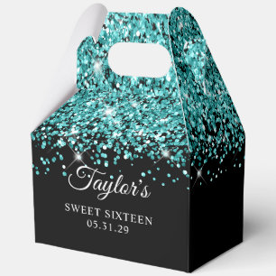 Ballotins Turquoise Bleu Pailleté Noir Sweet Seize Ans