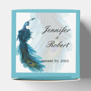Ballotins Turquoise bleu Peacock Plume Wedding Favor Box