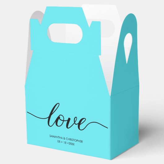 Ballotins Turquoise Blue Love Script Moderne Mariage Merci (Ouvert)