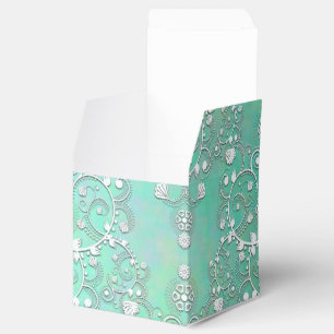 Ballotins Turquoise et blanc damassé fantaisie