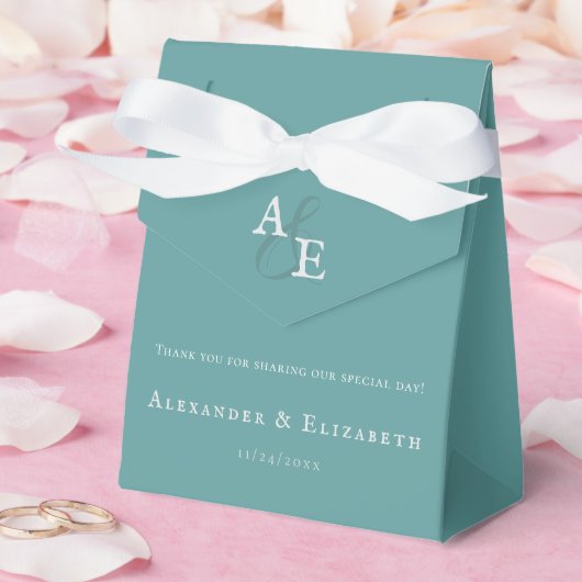 Ballotins Turquoise minimaliste Mariage Monogramme (Mariage)